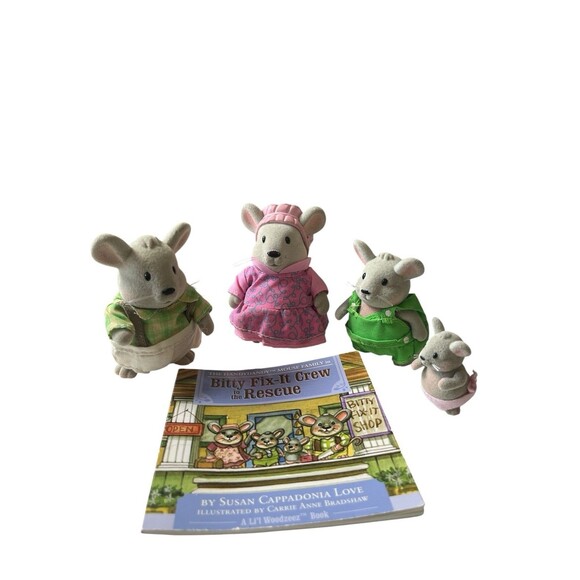 Li'l Woodzeez Handydandys Mouse Family Set  of 4 Dad Mom Boy Baby Book - Picture 1 of 1